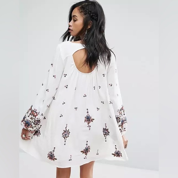 Free People Oxofrd Embroidered Mini Smock Dress - size XS. - Picture 2 of 11